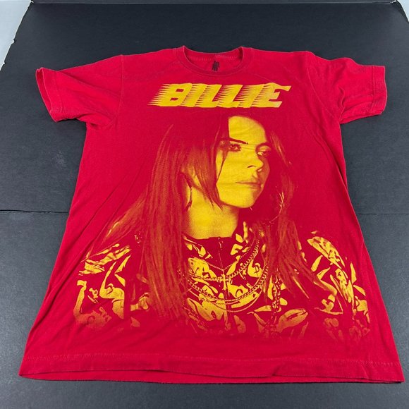 2019 Billie Eilish Band Shirt Adult Medium Red & Yellow Photo Short Sleeve Tee - Picture 1 of 10